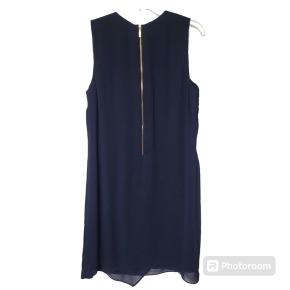 Covington Dark Navy Blue Chiffon Sleeveless Midi Dress Size 14 - Picture 2 of 7